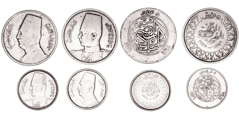 Monedas Extranjeras
Egipto
Lote de 4 monedas. AR. 2 Piastras 1929 y 1935 y 5 P...