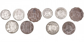 Monedas Extranjeras
Egipto
Lote de 5 monedas. AE/CuNi. Farouk. 1938. 1, 2, 5 y 10 Milliemes (2). KM.358, 359, 361, 363 y 364. MBC a BC+.