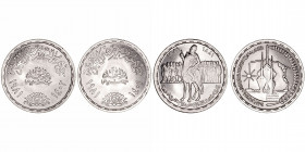 Monedas Extranjeras
Egipto
Pound. AR. Lote de 2 monedas. 1981 (3rd Anniversary of the Reopening of the Suez Canal y 100th Anniversary of the Orabi R...