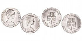 Monedas Extranjeras
Gibraltar Isabel II
Corona. Cuproníquel. Lote de 2 monedas. 1967 y 1968. KM.4. EBC- a MBC+.