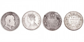 Monedas Extranjeras
India Británica
2 Annas. AR. Lote de 2 monedas. 1900 y 1906. MBC a BC.