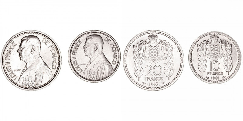 Monedas Extranjeras
Mónaco Luis II
Lote de 2 monedas. CuNi. 10 Francos 1946 y ...