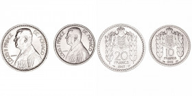 Monedas Extranjeras
Mónaco Luis II
Lote de 2 monedas. CuNi. 10 Francos 1946 y 20 Francos 1947. KM.123 y 124. EBC- a MBC.