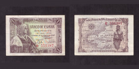 Billetes
Francisco Franco, Banco de España
1 Peseta. 15 junio 1945. Serie B. ED.448a. MBC.