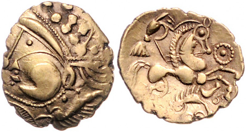 KELTEN, WESTLICHE REGION, AV Hemistater der Eburovices (um 56 v.Chr.). Stilis. K...