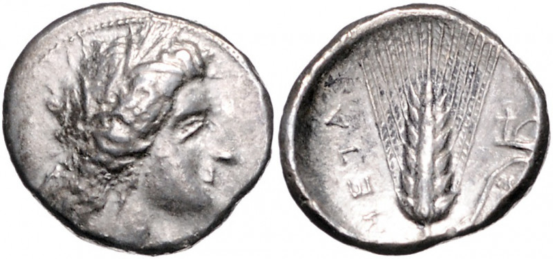 ITALIEN, LUKANIEN / Stadt Metapont, AR Stater (330-300 v.Chr.). Kopf Demeters mi...