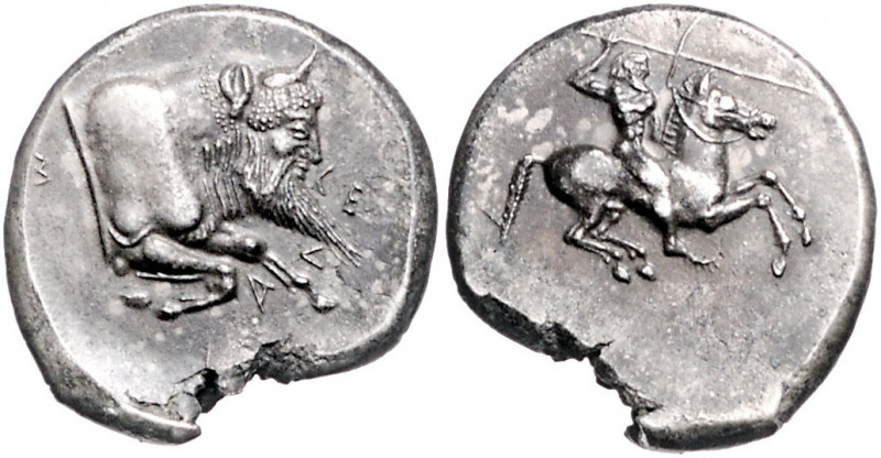 ITALIEN, SIZILIEN / Stadt Gela, AR Didrachme (491-485 v.Chr.). Reiter r., eine L...
