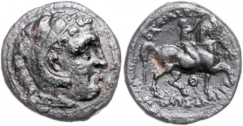 GRIECHENLAND, MAKEDONIEN. Kassander, 316-297 v.Chr., AE 20. Herakleskopf mit Löw...