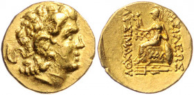 GRIECHENLAND, THRAKIEN. Lysimachos, 323-281 v.Chr., AV Stater (88-86 v.Chr.), Kallatis. Posthum unter Mithridates VI.Eupator. Alexanderkopf mit Diadem...