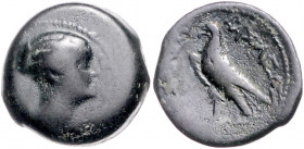 ÄGYPTEN, Ptolemaios III., 246-221 v.Chr., AE 21. Büste Berenice II. r. Rs.Adler auf Blitz l. 8,58g.
s-ss
Sear 7822; BMC 6.61.17