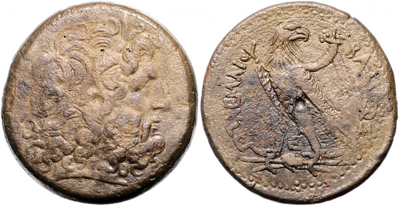 ÄGYPTEN, Ptolemaios IV., 221-204 v.Chr., AE 38. Diad. Kopf des Zeus Ammon r. Rs....