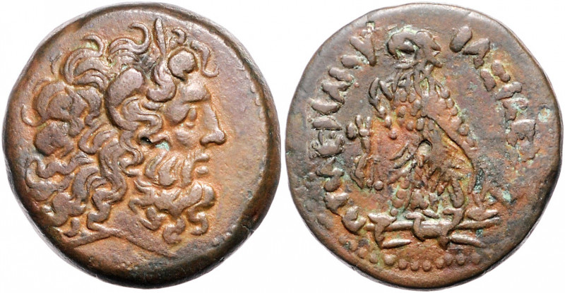 ÄGYPTEN, Ptolemaios IV., 221-204 v.Chr., AE 34. Diad. Kopf des Zeus Ammon r. Rs....