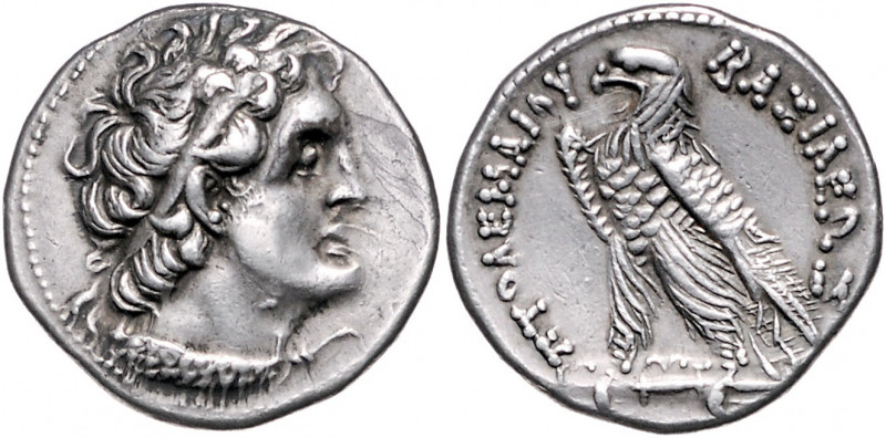 ÄGYPTEN, Ptolemaios VI., 180-145 v.Chr., AR Tetradrachme. Diad. Kopf des Ptolema...