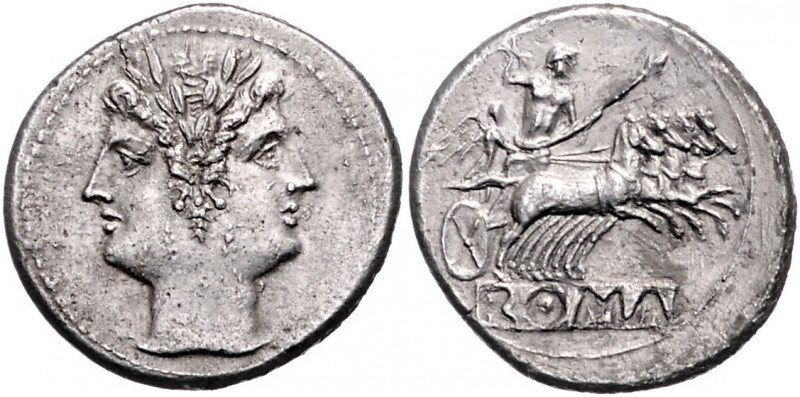 RÖMISCHE REPUBLIK, Anonyme Ausgaben, 225-216 v.Chr., AR Didrachme. Janusförmiger...
