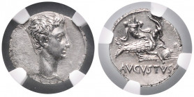 RÖMISCHES REICH, Augustus, 27 v.-14 n.Chr., AR Denar (ca.18-16 v.Chr.), Colonia Patricia. Kopf r. Rs.Capricorn mit Füllhorn r. 3,72g.
Prachtex., selt...