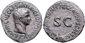 RÖMISCHES REICH, Germanicus 4-19, posthum unter Claudius, 41-54, AE As, Rom. Kopf r. Rs.Schrift um SC. 9,72g.
ss+
RIC 106; Kampm.9.3