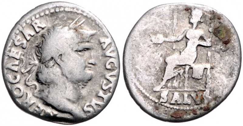 RÖMISCHES REICH, Nero, 54-68, AR Denar (65-68), Rom. Belorb. Büste r. Rs.Salus l...