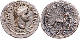 RÖMISCHES REICH, Nero, 54-68, AE Semis, Lugdunum. Büste r., NERO CLAVD CAESAR AVG GERM. Rs.Roma sitzt l., PONTIF MAX TRP IMP PP, SC. 6,25g.
ss
RIC 4...