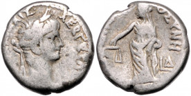 RÖMISCHES REICH, Nero, 54-68, Bil.-Tetradrachme, Jahr 4 =57/58, Ägypten, Stadt Alexandria. Belorb. Kopf. r. Rs.Dikaiosyne l. stehend. 13,02g.
f.ss
K...