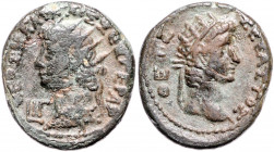 RÖMISCHES REICH, Nero, 54-68, Bil.-Tetradrachme Jahr 13 =66/67, Ägypten, Stadt Alexandria. Büste Neros mit Strahlenkrone. Rs.Büste des Augustus r. 12,...