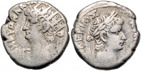 RÖMISCHES REICH, Nero, 54-68, Bil.-Tetradrachme Jahr 13 =66/67, Ägypten, Stadt Alexandria. Büste mit Strahlenkrone l. Rs.Tiberius mit Lorbeerkranz r. ...