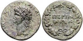 RÖMISCHES REICH, Nero, 54-68, AE 29, Thrakien, Stadt Perinthos. Belorb. Kopf l. Rs.Stadtname in zwei Zeilen im Kranz. 16,50g.
ss+
RPC 1754; Varbanov...
