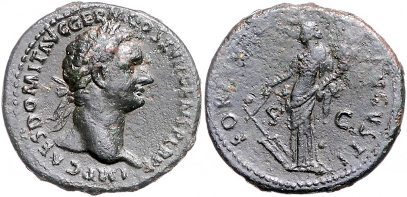 RÖMISCHES REICH, Domitian, 81-96, AE As COS XVI =92-94, Rom. Belorb. Büste r. Rs...