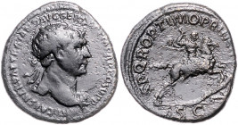 RÖMISCHES REICH, Trajan, 98-117, AE Dupondius, Rom. Büste mit Strahlenkrone r. Rs.Kaiser mit Speer zu Pferd r. reitet Daker nieder. 14,3g.
ss
RIC 53...