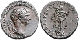 RÖMISCHES REICH, Trajan, 98-117, AE As, Rom. Belorb. Kopf r. Rs.Victoria l. gehend. 11,24g.
ss
RIC 675; Kampm.27.72.2