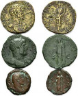 RÖMISCHES REICH, Hadrian, 117-138, AE Sesterz, Rom. Belorb. Büste r. Rs.Felicitas steht l. mit Caduceus und Füllhorn, zwischen SC. DAZU:AE Sesterz, Ro...