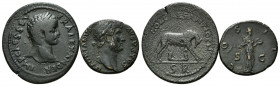 RÖMISCHES REICH, Hadrian, 117-138, AE As COS III (125-128), Rom. Belorb. Büste r. Rs.Salus füttert Schlange im Arm aus Patera. 10,56g. DAZU:SEVERUS AL...