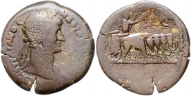 RÖMISCHES REICH, Hadrian, 117-138, AE Drachme, Jahr 5 =120, Ägypten, Stadt Alexandria. Belorb. Büste r. Rs.Kaiser auf Elefantenquadriga r. 15,36g.
s...