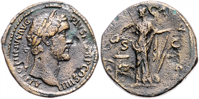 RÖMISCHES REICH, Antoninus Pius, 138-161, AE Sesterz COS IIII =145-161, Rom. Bel...