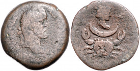 RÖMISCHES REICH, Antoninus Pius, 138-161, AE Drachme Jahr 8 =144/145, Ägypten, Stadt Alexandria. Belorb. Kopf r. Rs.Büste der Selene r. über Halbmond ...
