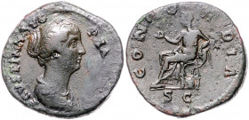 RÖMISCHES REICH, Faustina II., Gemahlin des Marcus Aurelius, +175, AE Dupondius oder As, Rom. Drap. Büste r. Rs.Concordia-Spes l. sitzend. 12,30g.
ss...