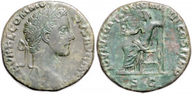 RÖMISCHES REICH, Commodus, 177-192, AE Sesterz TRP V IMP III COS II =180, Rom. Belorb. Büste r. Rs.Jupiter l. sitzend mit kleiner Victoria und Speer. ...