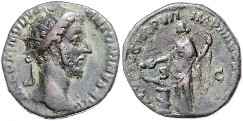 RÖMISCHES REICH, Commodus, 177-192, AE Dupondius (181), Rom. Kopf mit Strahlenkr...