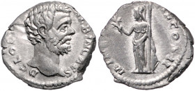 RÖMISCHES REICH, Clodius Albinus als Caesar, 193-195, AR Denar (195), Rom. Büste r. Rs.Minerva l. stehend. 2,91g.
ss-vz
RIC 7; Kampm.48.19