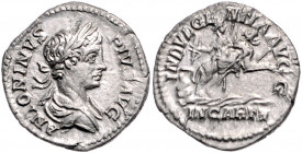 RÖMISCHES REICH, Caracalla, 198-217, AR Denar, Rom. Belorb. Büste r. Rs.Dea Caelestis reitet auf Löwen r. über Quelle. 3,06g.
f.vz
RIC 130