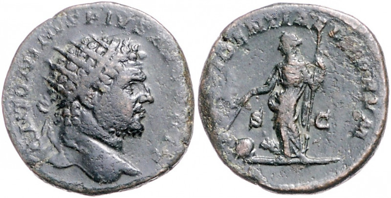 RÖMISCHES REICH, Caracalla, 198-217, AE Dupondius (210-213), Rom. Büste r. mit S...