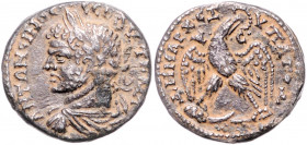 RÖMISCHES REICH, Caracalla, 198-217, AR Tetradrachme, Seleucis und Pieria, Stadt Antiochia. Belorb. Kopf. Rs.Adler mit Kranz r. 13,3g.
ss
Sear 2650