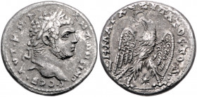 RÖMISCHES REICH, Caracalla, 198-217, AR Tetradrachme, Seleucis und Pieria, Stadt Laodicea ad Mare. Belorb. Kopf r. Rs.Adler steht r., blickt l., unten...