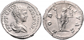 RÖMISCHES REICH, Geta als Caesar, 198-209, AR Denar (200-205), Rom. Barhäupt. Büste r. Rs.Nobilitas mit Zepter und Paladium stehend. 3,62g.
vz
RIC 1...