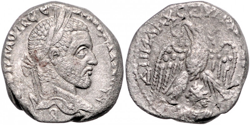 RÖMISCHES REICH, Macrinus, 217-218, AR-Tetradrachme, Seleucis und Pieria, Stadt ...