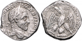 RÖMISCHES REICH, Macrinus, 217-218, Bil.-Tetradrachme, Seleucis und Pieria, Stadt Emesa. Belorb. Büste r. Rs.Adler mit geöffneten Schwingen steht r., ...