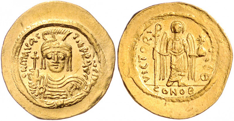 BYZANTINISCHES REICH, Mauricius Tiberius, 582-602, AV Solidus CONOB =Konstantino...