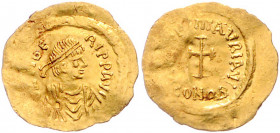 BYZANTINISCHES REICH, Mauricius Tiberius, 582-602, AV Tremissis CONOB =Konstantinopel. Diad. Büste. Rs.Kreuz. 1,42g.
GOLD, ss
Sear 488; Sommer 7.17