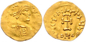 BYZANTINISCHES REICH, Heraclius, 610-641, AV Tremissis (613-641) CONOB =Konstantinopel. Diad. Büste. Rs.Kreuz. 1,34g.
GOLD, prägeschw., ss
Sear 787;...