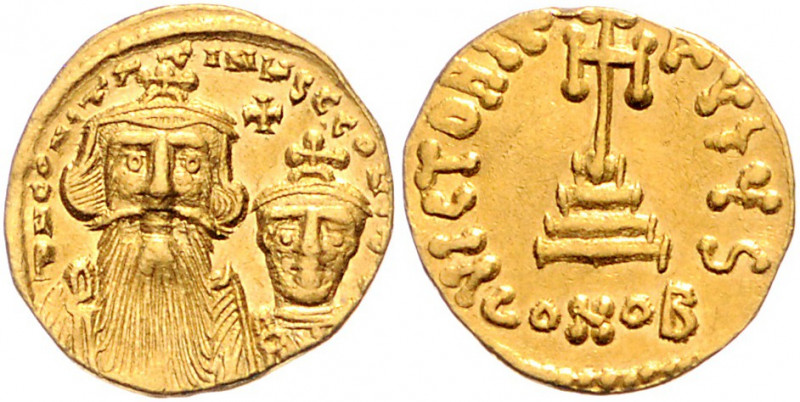 BYZANTINISCHES REICH, Constans II., 641-668, AV Solidus CONOB =Konstantinopel. B...