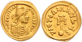 BYZANTINISCHES REICH, Constantin IV., 668-685, AV Semissis, Konstantinopel. Diad. Büste r. Rs.Kreuzglobus. 1,97g.
GOLD, ss
Sear 1161; MIB 15C; Somme...